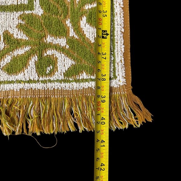 Vintage Bath Towels 1960s JC Penney Fashion Manor Avocado Harvest Gold Cotton - Picture 9 of 10